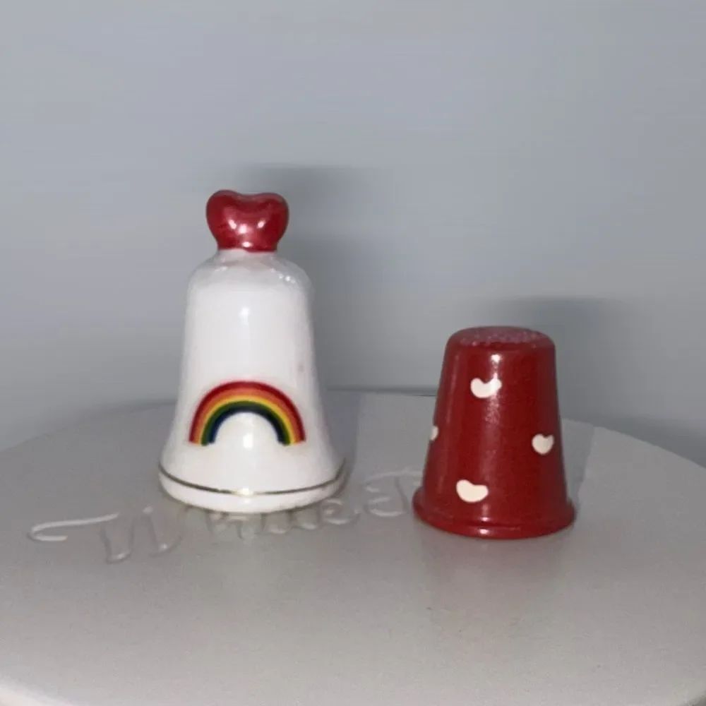 Heart and Rainbow Ceramic Decorative Collectors Thimble